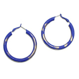 95076, BRUSHED GOLD ACCENT RUBBER COATED ROUND HOOP EARRING