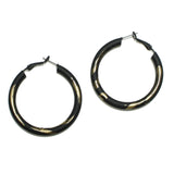 95076, BRUSHED GOLD ACCENT RUBBER COATED ROUND HOOP EARRING