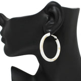 95076, BRUSHED GOLD ACCENT RUBBER COATED ROUND HOOP EARRING