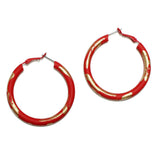 95076, BRUSHED GOLD ACCENT RUBBER COATED ROUND HOOP EARRING