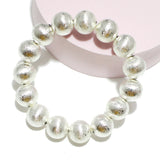 95083, LIGHTWEIGHT BRASS TEXTURED BALL BEAD STRETCH BRACELET