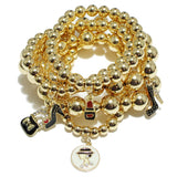 95107, HANDBAG & HEELS ENAMEL CHARM MULTI LAYERED STRETCH BRACELET
