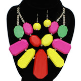 95135, GEOMETRIC WOOD DOUBLE LAYERED NECKLACE