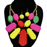 95135, GEOMETRIC WOOD DOUBLE LAYERED NECKLACE