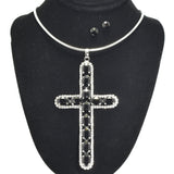 95144, BIG CROSS RHINESTONE CHARM NECKLACE