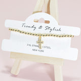 95147, PAVE CROSS CHARM STAINLESS STEEL BALL BEAD STRETCH BRACELET