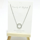 95159, PAVE RHINESTONE ACCENT ROUND STAINLESS STEEL NECKLACE