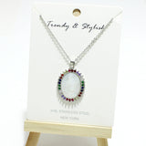 95164, PAVE VIRGIN MARY CHARM STAINLESS STEEL NECKLACE, RELIGIOUS