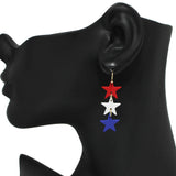 95223, AMERICAN FLAG COLOR STAR DANGLE EARRING