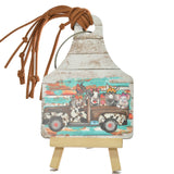 95244, FARM ANIMAL TRUCK WOOD LUGGAGE TAG