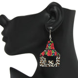 95250, WESTERN COW TAG WOOD EARRING