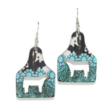 95250, WESTERN COW TAG WOOD EARRING
