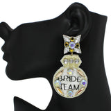 95253, "BRIDE TEAM" THREAD ACCENT WITH RHINESTONE EARRING