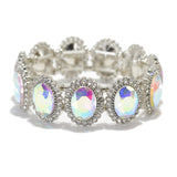 95264, OVAL RHINESTONE ACCENT EVENING STRETCH BRACELET, WEDDING, BRIDAL, PROM