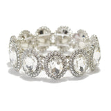 95264, OVAL RHINESTONE ACCENT EVENING STRETCH BRACELET, WEDDING, BRIDAL, PROM