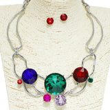 95320, ROUND RHINESTONE ACCENT CUT OUT METAL NECKLACE