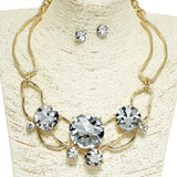 95320, ROUND RHINESTONE ACCENT CUT OUT METAL NECKLACE