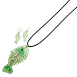 95344, FISH CELLULOID ACETATE LONG PENDANT NECKLACE