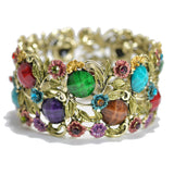 95356, VINTAGE FLOWER ACCENT BANGLE CUFF BRACELET