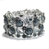 95356, VINTAGE FLOWER ACCENT BANGLE CUFF BRACELET