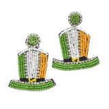 95370, SAINT PATRICK'S DAY HAT SEED BEAD EARRING
