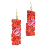 95374, "MOM" SEED BEAD EARRING, VALENTINE'S DAY