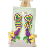 95378, MARDI GRAS SEED BEAD EARRING SET