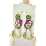 95379, MARDI GRAS SEED BEAD EARRING SET