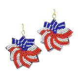 95380, AMERICAN FLAG SEED BEAD EARRING