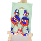 95382, AMERICAN FLAG THEME SEED BEAD EARRING SET