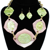 95385, GEOMETRIC GLITTER CELLULOID ACETATE NECKLACE