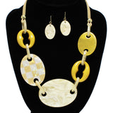 95387, CHECKER PRINT GLITTER CELLULOID ACETATE NECKLACE