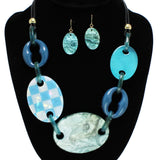 95387, CHECKER PRINT GLITTER CELLULOID ACETATE NECKLACE