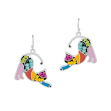 95393, CAT SEED BEAD ENAMEL DANGLE EARRING