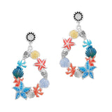 95394, STARFISH SEA LIFE ENAMEL EARRING