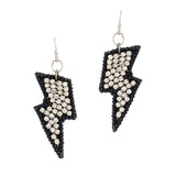 95409, LIGHTENING BOLT RHINESTONE & SEED BEAD EARRING