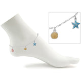 95411, STARFISH & SHELL ENAMEL CHARM ANKLET