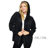 95424, BLACK WITH BLACK STONE BLING RHINESTONE HOODIE ZIP UP JACKET