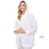 95424, WHITE WITH SILVER STONEBLING RHINESTONE HOODIE ZIP UP JACKET