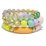 95464, CELLULOID ACETATE MULTI LAYERED STRETCH BRACELET