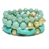 95464, CELLULOID ACETATE MULTI LAYERED STRETCH BRACELET