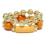 95465, CELLULOID ACETATE WITH BALL MULTI LAYERED STRETCH BRACELET