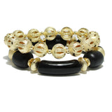 95465, CELLULOID ACETATE WITH BALL MULTI LAYERED STRETCH BRACELET