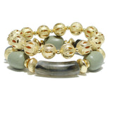 95465, CELLULOID ACETATE WITH BALL MULTI LAYERED STRETCH BRACELET