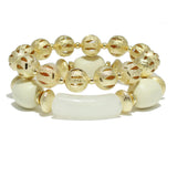 95465, CELLULOID ACETATE WITH BALL MULTI LAYERED STRETCH BRACELET