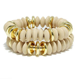 95467, WOOD MULTI LAYERED STRETCH BRACELET