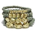 95468, NUGGET BEAD MULTI LAYERED STRETCH BRACELET