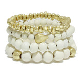 95469, WOOD BEAD MULTI LAYERED STRETCH BRACELET