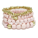 95469, WOOD BEAD MULTI LAYERED STRETCH BRACELET