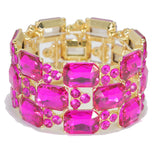 95475, RECTANGLE RHINESTONE ACCENT EVENING STRETCH BRACELET, WEDDING, BRIDAL, PROM